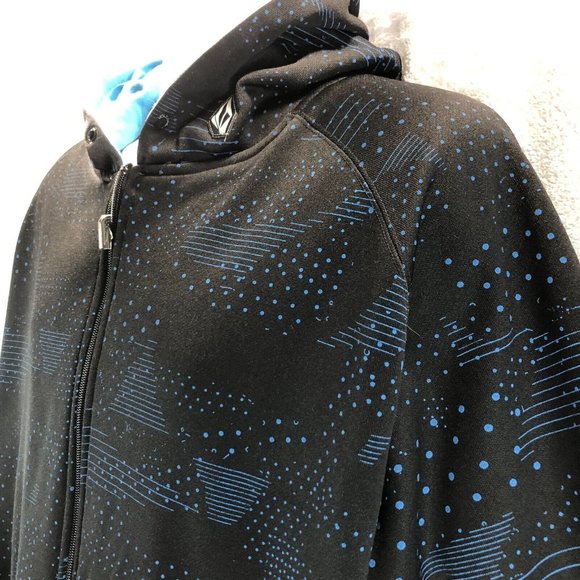 Volcom Mens XL Black Blue Stone Logo Jersey Full Zip Heavyweight Skater Hoodie - Picture 3 of 16